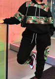 Spring Autumn Winter Fashion Women's Camouflage Patchwork Casual Hoodies Trousers Two-Piece Set
