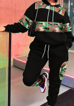 Spring Autumn Winter Fashion Women's Camouflage Patchwork Casual Hoodies Trousers Two-Piece Set Spring Autumn Winter Fashion Women's Camouflage Patchwork Casual Hoodies Trousers Two-Piece Set