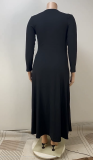 Plus Size Women Sexy Slit V Neck Dress