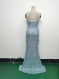 Women sequined sexy split sling evening dress