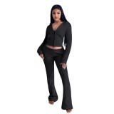 Women Elegant Hooded Top and PantTwo Piece Set