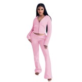Women Elegant Hooded Top and PantTwo Piece Set
