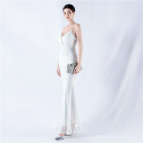 Women sequined beaded evening dress
