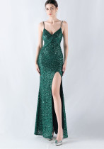 Women sequined sexy split sling evening dress Women sequined sexy split sling evening dress