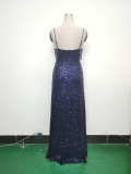 Women mesh sequined evening dress