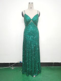 Women mesh sequined evening dress