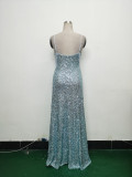 Women mesh sequined evening dress