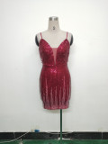 Women beaded sexy bodycon evening dress