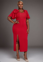 Women ruffle bow sexy Formal Party lace dress Women ruffle bow sexy Formal Party lace dress