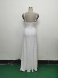 Women mesh sequined evening dress