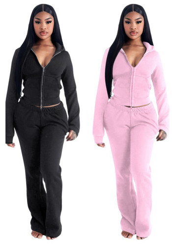 Women Elegant Hooded Top and PantTwo Piece Set