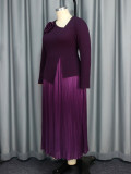 Women Elegant purple pleated Formal Party Pleated Dress
