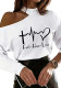 Women Fall and Winter Heart Print Printed Off-shoulder Sexy Top