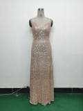 Women mesh sequined evening dress