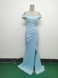Women Off Shoulder split fishtail evening dress