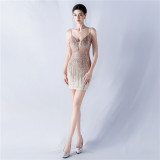 Women beaded sexy bodycon evening dress