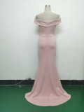 Women Off Shoulder split fishtail evening dress