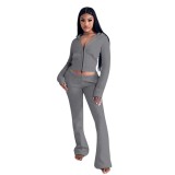 Women Elegant Hooded Top and PantTwo Piece Set
