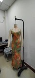 Women Sexy Double Tie-Dye Printed Backless Strap Dress