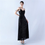 Women mesh sequined evening dress