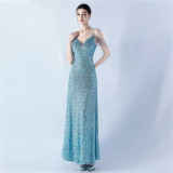 Women mesh sequined evening dress