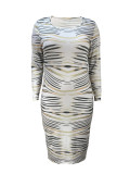 Women Round Neck Plus Size Bodycon Dress