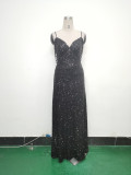Women mesh sequined evening dress