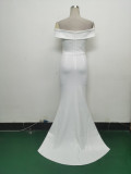Women Off Shoulder split fishtail evening dress