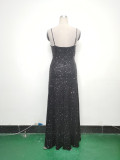 Women mesh sequined evening dress