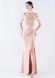 Women Off Shoulder split fishtail evening dress