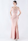 Women Off Shoulder split fishtail evening dress