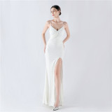 Women sequined sexy split sling evening dress