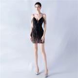 Women beaded sexy bodycon evening dress