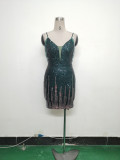 Women beaded sexy bodycon evening dress