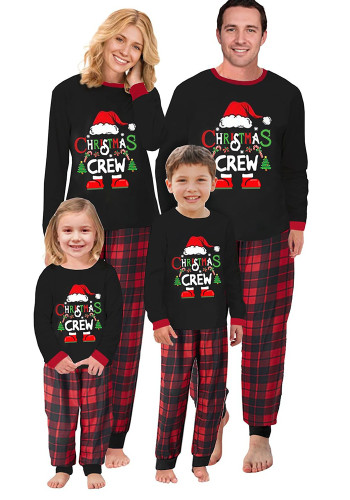 Parent-Child Outfit Whole Family Autumn And Winter Cotton Christmas Parent-Child Home Clothes Pajamas Set