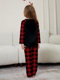 Family Christmas Parent-Child Outfit Home Clothes Round Neck Red And Black Plaid Deer Print Long Sleeve Pajamas