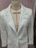 Women's Long Sleeve V-Neck Sequined Blazer Pants Two-Piece Set