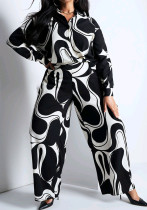 Fashion Casual Comfortable Loose Printed Plus Size Two-Piece Pants Set