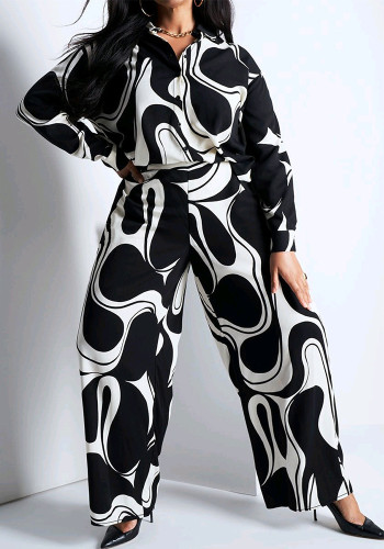 Fashion Casual Comfortable Loose Printed Plus Size Two-Piece Pants Set