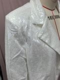 Women's Long Sleeve V-Neck Sequined Blazer Pants Two-Piece Set
