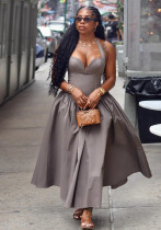 Women's Autumn Sleeveless Halter Neck Slim Fit Dress