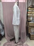 Women's Long Sleeve V-Neck Sequined Blazer Pants Two-Piece Set
