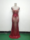 Women sequined beaded evening dress