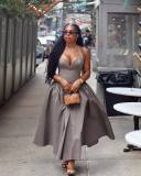 Women's Autumn Sleeveless Halter Neck Slim Fit Dress