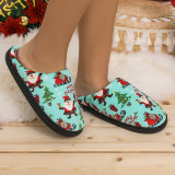 Santa Claus Slippers For Men And Women Autumn And Winter Cute Cartoon Home Non-Slip Couple Indoor Fleece Shoes
