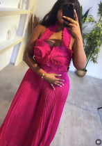 Women African Pleated Top + Wide Leg Pants Two-Piece Set Women African Pleated Top + Wide Leg Pants Two-Piece Set