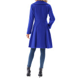 Women Fall and Winter Turndown Collar Double-Breasted Pocket Windbreaker