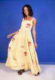 Women Embroidered Pleated Beach Holidays Strap Dress
