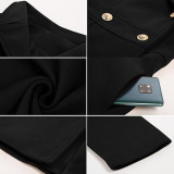 Women Fall and Winter Turndown Collar Double-Breasted Pocket Windbreaker