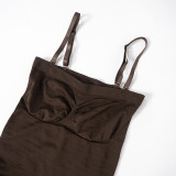 Women summer Solid sleeveless sexy suspender sports Bodysuit